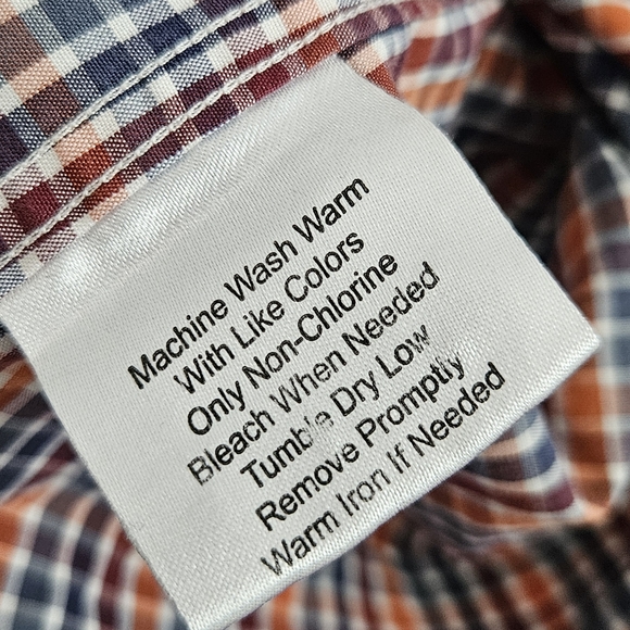 Egara Mens Warehouse XXL Button Dress Shirt Non-Iron Fall Colors Orange Blue - Picture 9 of 11